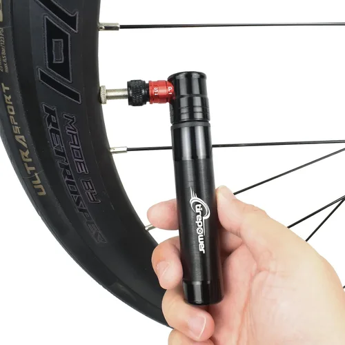 Vista 5 de Mini bomba de bicicleta - Bomba de bicicleta Presta & Schrader - Bomba de neumáticos de 90 PSI para carretera y MTB - Bomba portátil para neumáticos