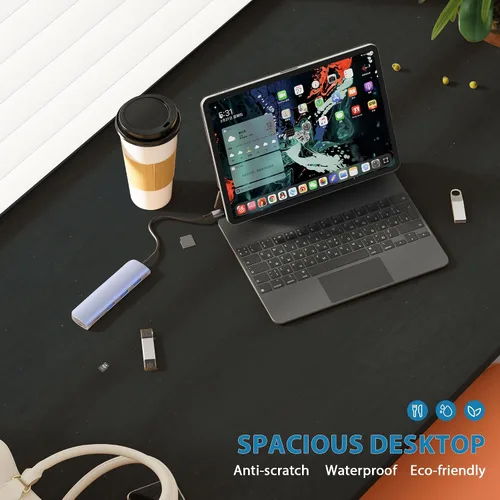 Vista 5 de Escritorio de computadora de 32 pulgadas para espacios pequeños, escritorio de oficina en casa, estilo moderno y simple, escritorio de trabajo Negro