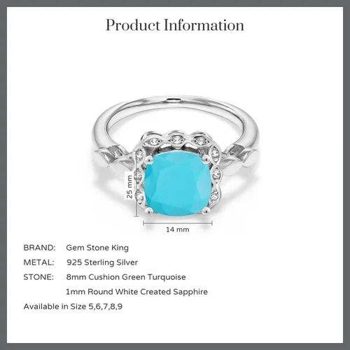 Vista 94 de Gem Stone King Anillo de compromiso de plata de ley 925 de 0.315 in con piedra natal y zafiro blanco creado Anillo de compromiso de boda