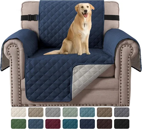 Vista 53 de H.VERSAILTEX Funda de sofá resistente al agua para sofá de 3 cojines, reversible, protector de muebles acolchado con correa elástica, funda de sofá