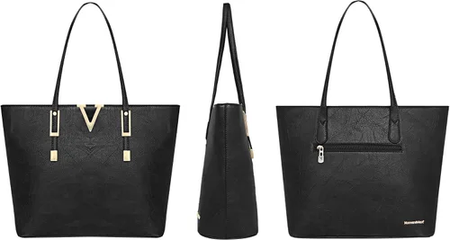 Vista 3 de Montana West Bolso de mano para mujer bolso de hombro de cuero vegano tamaño grande y mediano juego de 2 monederos