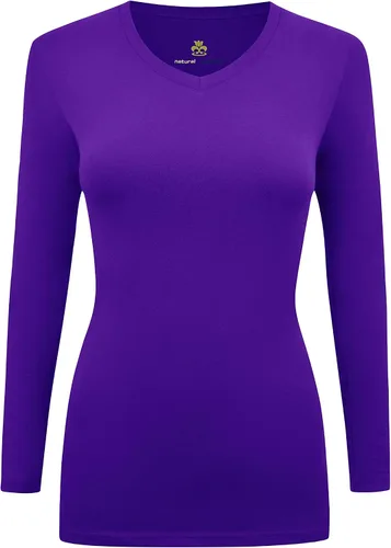 Vista 30 de Natural Uniforms - Camiseta de manga larga con cuello en V para mujer, para usar debajo de la ropa quirúrgica Aguamarina