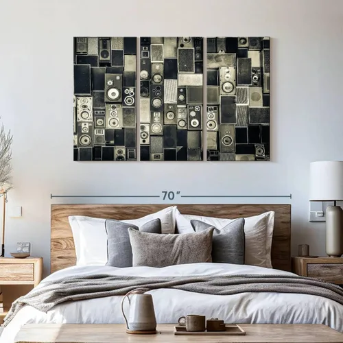 Vista 15 de Elephant Stock BW - Reproductor de discos de vinilo para pared, lienzo horizontal, decoración de pared de sala de estar de 3 piezas, impresión