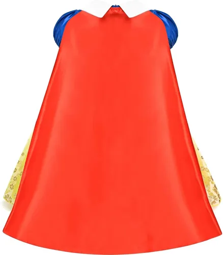 Vista 3 de GZ-LAOPAITOU Disfraz de blanco nieve para niñas, vestido de princesa blanco nieve con accesorios