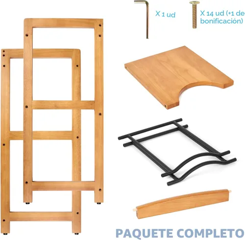 Vista 9 de Soporte para jarra de agua de 5 galones con estantes superiores, soporte dispensador de agua de madera maciza natural de 31 pulgadas de alto