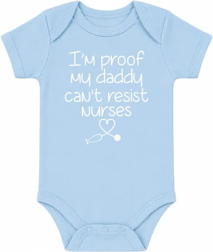 Vista 9 de CBTwear I'm Proof My Daddy Can't Resist - Body de bebé para enfermeras, divertido traje infantil unisex cómodo mameluco Negro