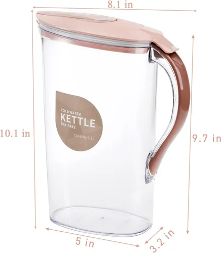 Vista 2 de Coloch - Paquete de 2 jarras de agua de plástico de 2 cuartos de galón con tapa abatible, recipiente de agua delgado transparente de medio galón