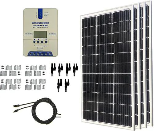 Vista 10 de WindyNation Kit de panel solar monocristalino de 400 vatios con controlador de carga solar TrakMax MPPT 40A + kit de medidor remoto