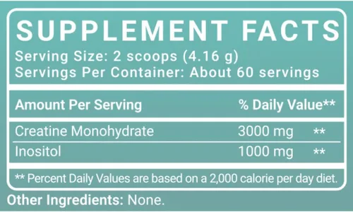 Vista 3 de MD Logic Health Creatina + inositol para un máximo rendimiento y claridad mental, sin sabor, fabricado en Nueva York