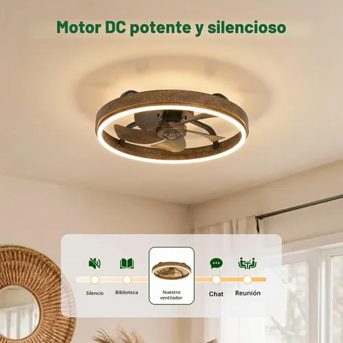 Vista 8 de Ventilador de techo de 20 pulgadas de perfil bajo con LED regulable