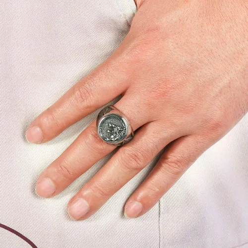 Vista 6 de Anillo Fenrir de lobo vikingo, anillo de lobo cazador de mago de acero inoxidable, joyería retro nórdica para hombre