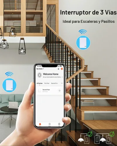 Vista 6 de Interruptor de luz inteligente – Thinkbee 2.4Ghz Wifi Kit de interruptor de luz inalámbrico, compatible con Alexa, Google Assistant e IFTTT, control