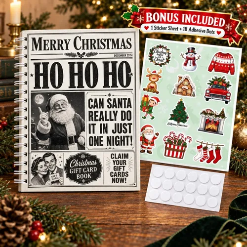 Vista 5 de Libro de tarjetas de regalo de Navidad para adultos, folleto de regalo de Vintage Newspaper