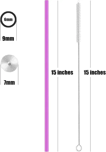 Vista 2 de ALINK Pajitas de silicona reutilizables extra largas de 15 pulgadas, paquete de 4 popotes flexibles para vaso Stanley de 40 onzas, botellas de agua