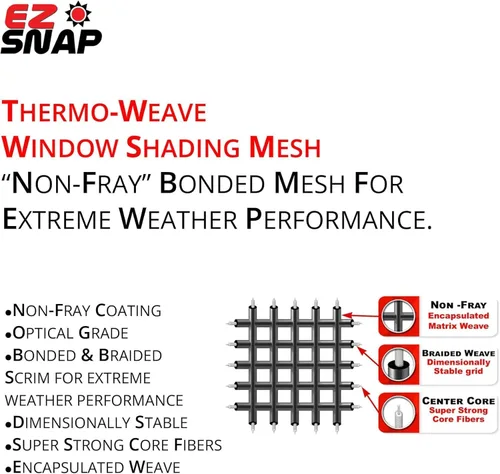 Vista 3 de EZ Snap - Pantallas solares para ventanas exteriores, persianas sin taladro, bricolaje Negro