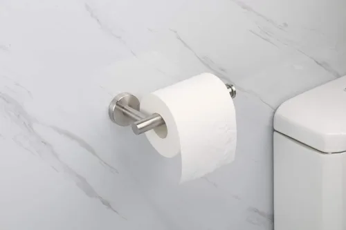 Vista 2 de TocTen Soporte de papel higiénico, soporte para rollo de papel higiénico montado en la pared para baño, dispensador de papel de perforación de acero