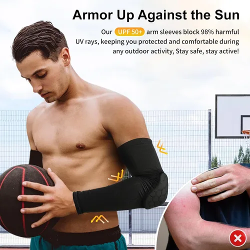 Vista 3 de GUOZI Coderas de brazo [2 unidades], coderas de brazo a prueba de golpes para jóvenes y adultos, deportes, fútbol, baloncesto, voleibol