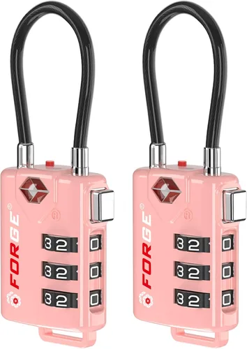Vista 14 de Cerraduras para equipaje con cable aprobadas por la TSA, combinación reajustable con cuerpo de aleación, Moderno
