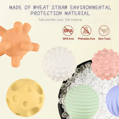 Vista 4 de Bolas sensoriales para bebés, paquete de 6, pelota para niños pequeños de 1 a 3, juguetes Montessori suaves y texturizados para bebés de 6 a 12