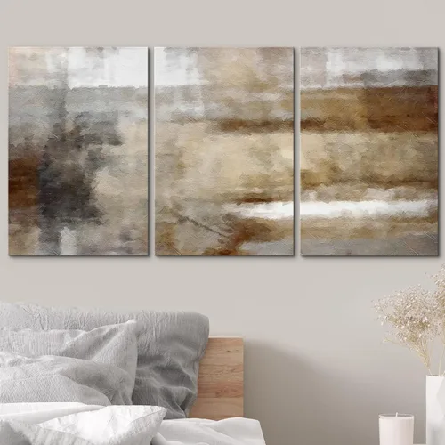 Vista 443 de wall26 Lienzo enmarcado para pared, juego de arte de acuarela pastel, paisaje rural, ilustraciones con formas abstractas, arte moderno, decorativo