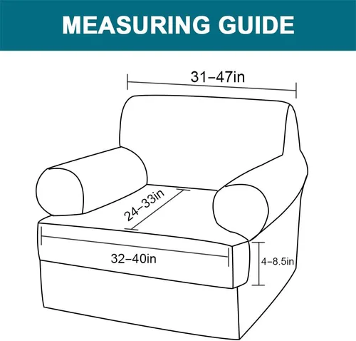 Vista 2 de Turquoize Fundas de sofá de 4 piezas para sofá de 2 cojines individuales en forma de T, paquete de 2 fundas para silla, beige Biscotti
