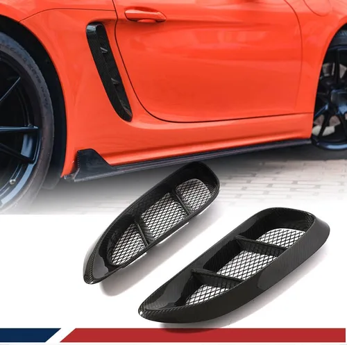 Vista 8 de Recorte de fibra de carbono seca para Porsche 718 Boxster Cayman 2016-2025 Marco de moldeo de admisión de aire cubierta de entrada de aire cubierta