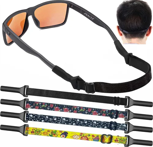 Vista 12 de KSACLE Correa ajustable para lentes, paquete de 4 correas para anteojos sin cola, retenedor de cuerda de ajuste universal, lentes de sol deportivos