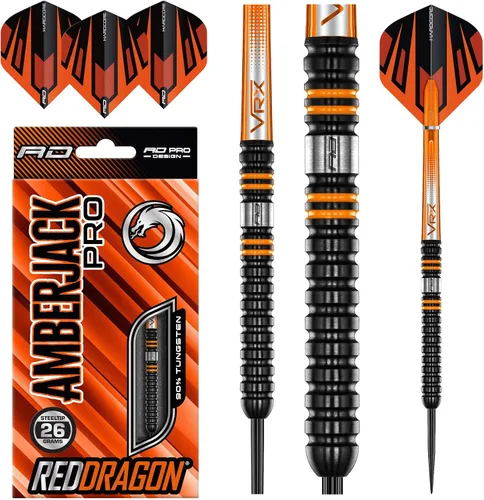 Vista 7 de RED DRAGON Amberjack Professional Darts Set - 90% Tungsten Darts with Flights & Shafts - Available in Multiple Barrel Designs, Soft Tip 18g and