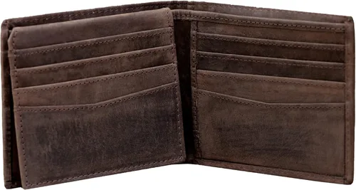 Vista 5 de ELIZO Cartera de cuero para hombre, whisky, Top Flip Bifold