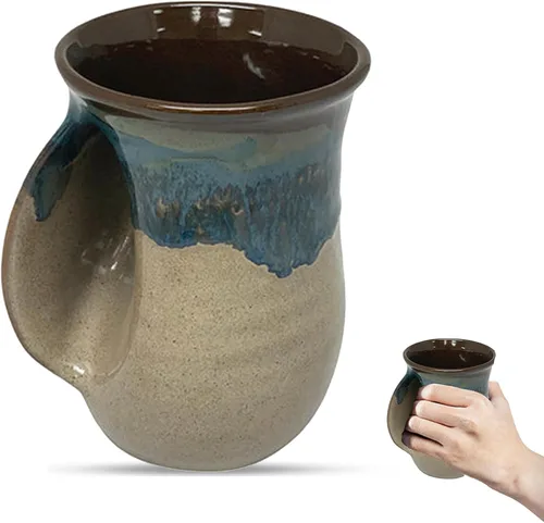 Vista 41 de Clay in Motion - Taza calentadora de manos para diestros, diseño Ocean Tide Marea del Océano