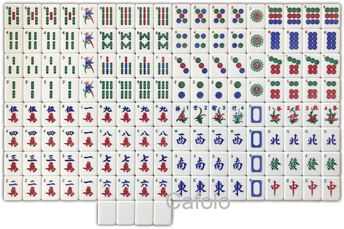 Vista 6 de Mahjong chino XL 144 azulejos acrílicos numerados de 1.5 pulgadas, azulejos brillantes dorados grandes con estuche de viaje Pro Complete Mahjong
