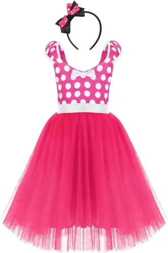 Vista 69 de IWEMEK - Maillot de ballet con diadema para niña con lunares, disfraz con diadema, leotardo