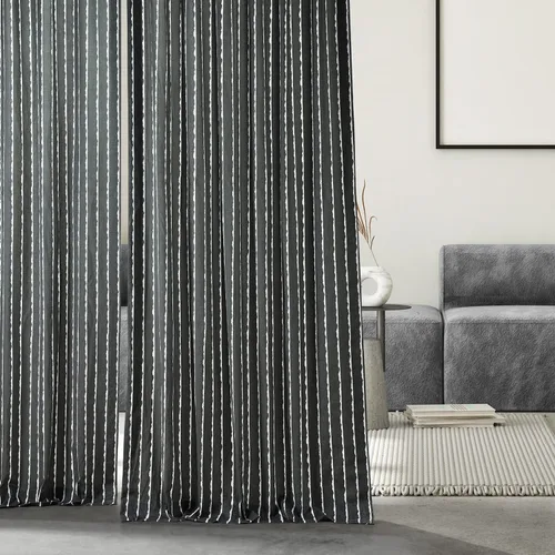 Vista 4 de HPD Half Price Drapes Cortinas abstractas con estampado a rayas de 108 pulgadas de largo, cortinas de algodón de lujo (1 panel), cortinas