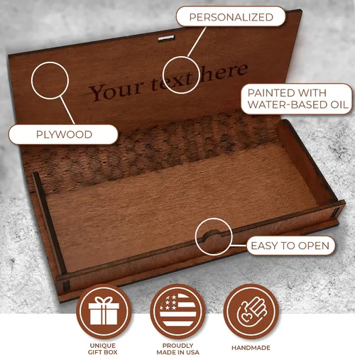 Vista 2 de Cajas de regalo de dinero para efectivo de cumpleaños - Caja de dinero de madera personalizada con grabado, caja de regalo de madera personalizada
