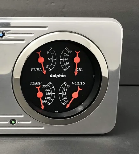 Vista 3 de 1946 Willys 2 Gauge Dash Panel Inserto 3 3/8" Quad Style Programable Negro