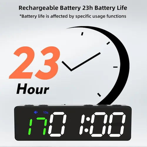 Vista 9 de Mini reloj portátil con temporizador de gimnasio, pantalla digital LED grande, imán potente, batería potente, cuenta arriba/abajo, cronómetro