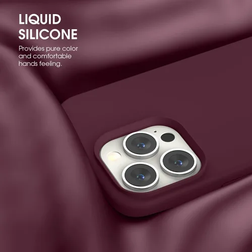 Vista 6 de Funda compatible con iPhone 13 Pro 2021, silicona líquida de gel suave de goma de 3 capas de cobertura completa
