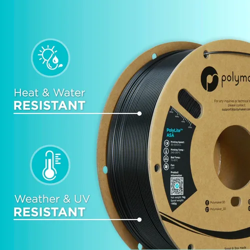 Vista 5 de Polymaker ASA Filamento 1.75mm Negro, 1kg ASA Filamento para Impresión 3D, Resistente al Calor y a la Intemperie - ASA Filamento para Impresora 3D