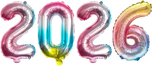 Vista 65 de GOER Globos de papel de aluminio 2026 para fiesta de Año Nuevo, suministros de fiesta, decoraciones de graduación (negro, 16 pulgadas)