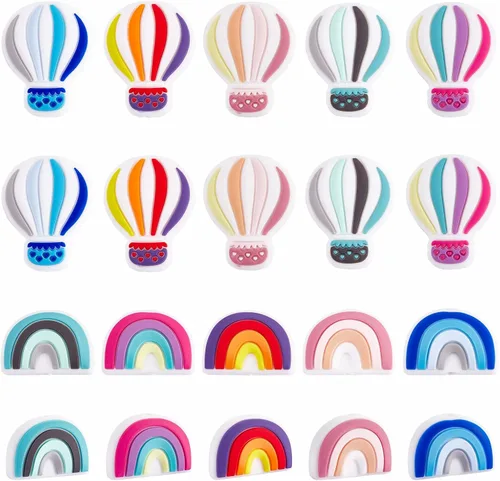 Vista 10 de 60 cuentas de silicona de cactus, coloridas cuentas espaciadoras sueltas de agujeros grandes para manualidades, collares, pulseras, aretes