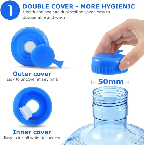 Vista 4 de Botella de agua de plástico con asa, botella de agua reutilizable para gimnasio, deportes, oficina, campamento, senderismo (5 litros)