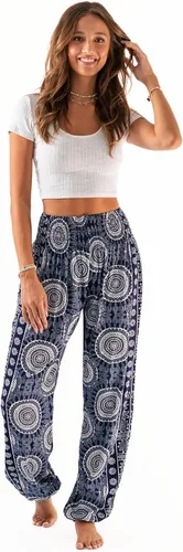 Vista 2 de Lotus and Luna Pantalones de harén para mujer, pantalones tailandeses para playa y descanso, cintura alta, pantalones bohemios, pantalones geniales