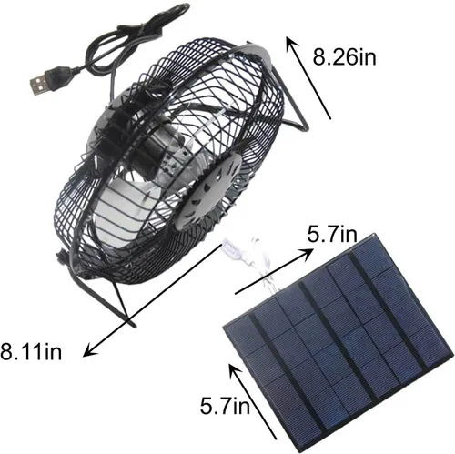 Vista 2 de Ventilador de escape solar de 5 W para ventilador de cobertizo, kit de ventilador solar impermeable para gallinero, casas de mascotas y ventanas