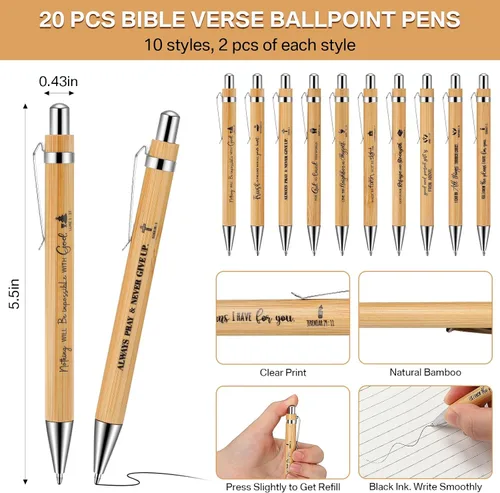 Vista 5 de Sayglossy 40 unidades de regalos cristianos a granel, cuaderno inspirador en espiral, versículo de la Biblia, bolígrafo pequeño de oración