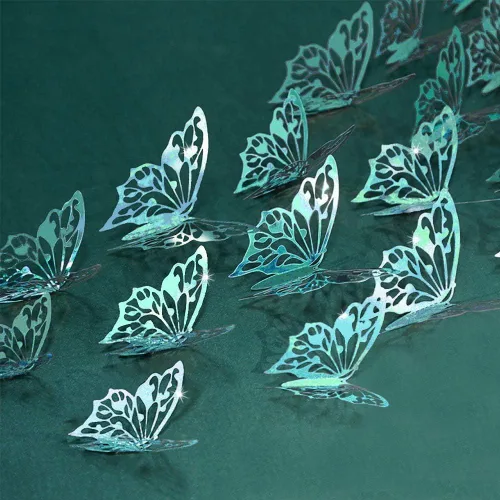Vista 7 de Decoración de pared de mariposa de Cheerland, calcomanías 3D de mariposas, mural, decoración de habitación, calcomanías turquesa extraíbles