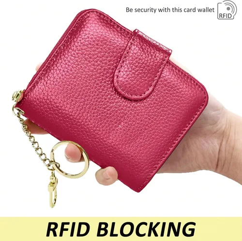 Vista 5 de Beurlike billetera de cuero, con tarjetero con bloqueo RFID, organizador, billetera segura para mujer