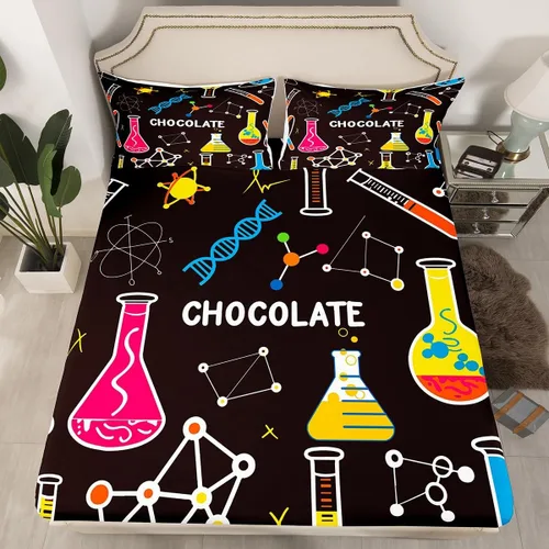 Vista 9 de Juego de ropa de cama ajustable con fórmula informática para niños y niños, diseño de geometría de acuarela, números, fórmula matemática, juego