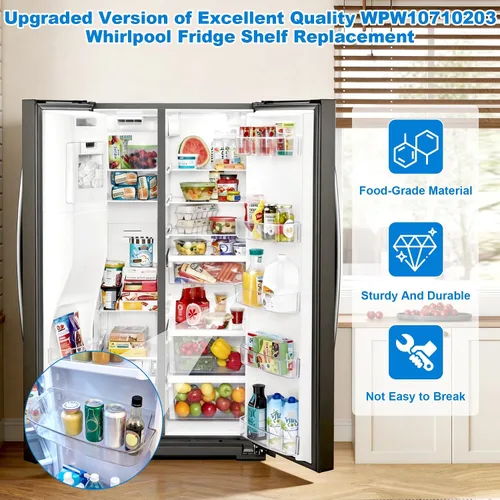 Vista 4 de Contenedor de puerta de 2 galones WPW10710203 para Whirlpool Kenmore Refrigerador Reemplazar W10710203 W10451871 W10463668 W10710203 WPW10710203VP