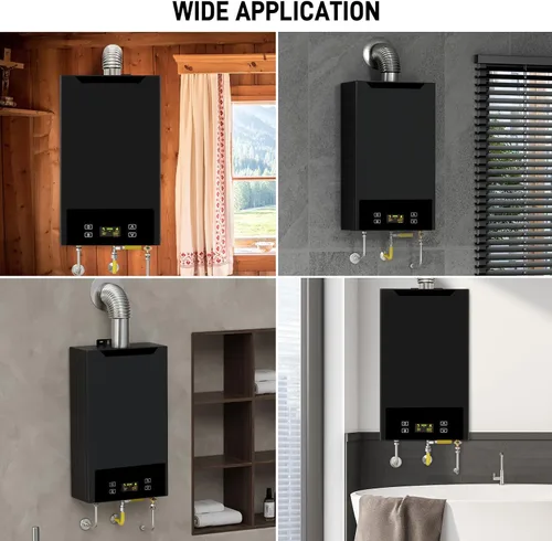 Vista 7 de Calentador de agua sin tanque de gas natural, 4.74GPM 18L en interiores, calentador de agua de gas caliente instantáneo, calentador de agua natural