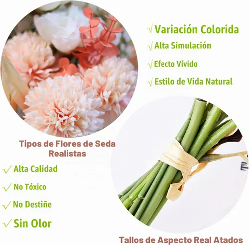 Vista 3 de 2 ramos de flores artificiales de estilo bohemio, 17 pulgadas, ramos de flores de otoño para novia, dama de honor, centro de mesa rústico